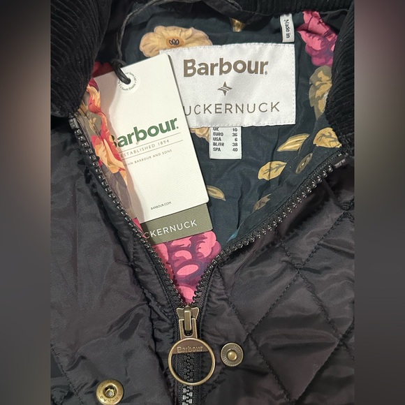 NEW Barbour x Tuckernuck Kinsley Quilted Jacket Black Floral Lining Sz 6 NWT - Picture 9 of 15